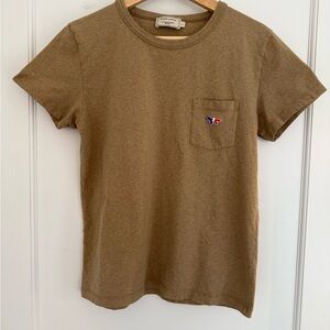 Maison Kitsune - Maison Kitsunรฉ - Dusty Brown Fox Patch Tee - Womenโs L